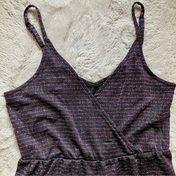 Multicolour metallic spaghetti strap disco jumpsuit wide leg cross front - Picture 7 of 10